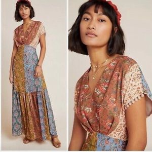 Anthropologie Sachin & Babi Angelica Short Sleeve Maxi Dress Floral Boho